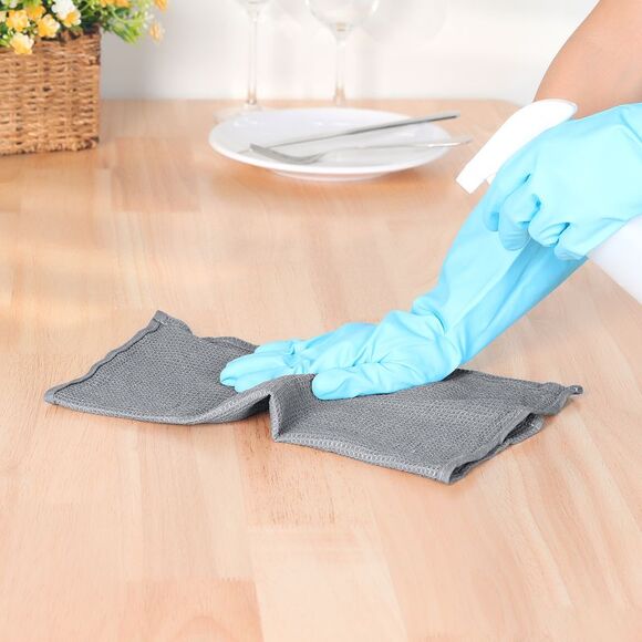 6Pack Cotton Weave Reusable Absorbent Cleaning Rags 14" x 14" Light Grey - Picture 5 of 6